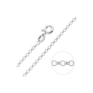 1.4MM 016 Rhodium Plated Rolo Chain .925 Sterling Silver Length "16-22"
