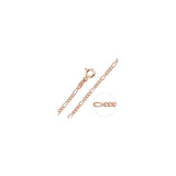 1.5MM 040 Figaro Rose Gold Chain .925 Sterling Silver Length "16-22" Inches