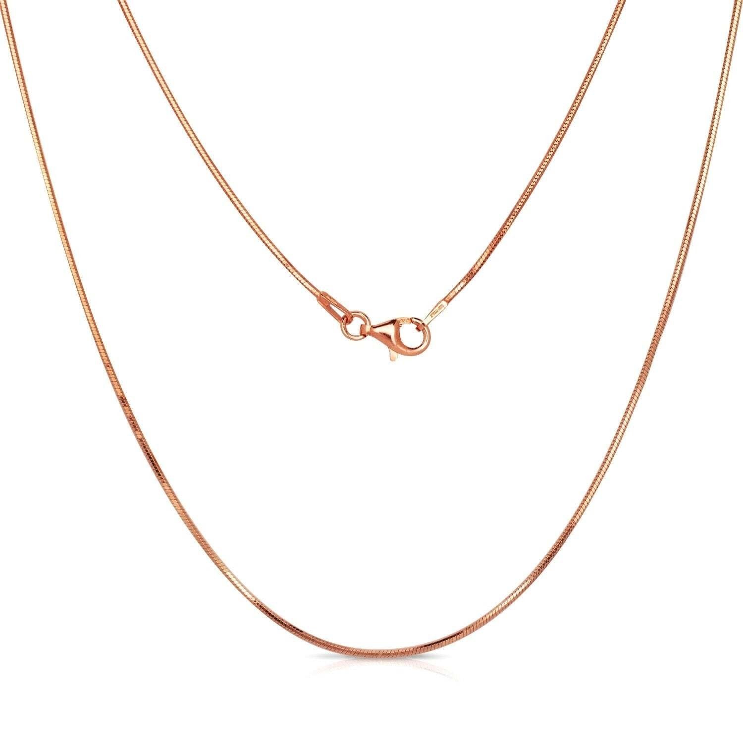 0.7MM Square Snake Rose Gold Chain .925 Sterling Silver Length 16"- 22" Inches