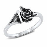 Rose Cross Band Ring 925 Sterling Silver Choose Color