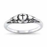 Cross Heart Ring Band 925 Sterling Silver Choose Color