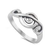 G Clef Music Note Plain Ring Band 925 Sterling Silver