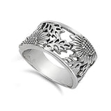 Sunflower Ring Band 925 Sterling Silver Simple Plain