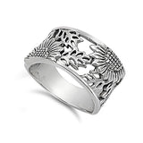 Sunflower Ring Band 925 Sterling Silver Simple Plain - Blue Apple Jewelry