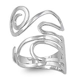 Wave Ring Band Swirl Design 925 Sterling Silver - Blue Apple Jewelry