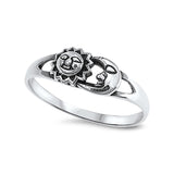Sun and Moon Ring Solid 925 Sterling Silver Sun Moon Ring oxidized Antique Finish Sun & Moon Jewelry Ritual Gift Size 4-16