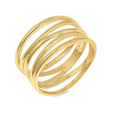 10mm Wire Wrapped Simple Plain Ring Band Yellow Gold Rhodium Plated 925 Sterling Silver
