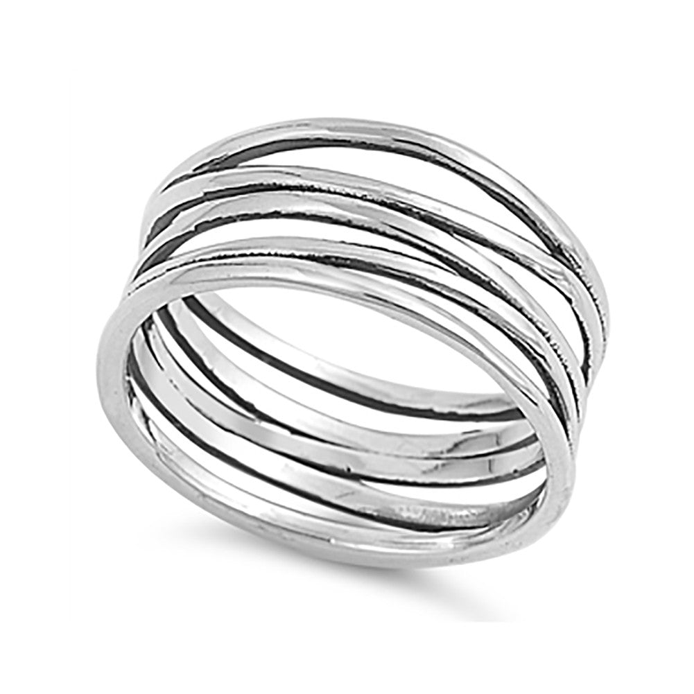 10mm Wire Wrapped Simple Plain Ring Band Yellow Gold Rhodium Plated 925 Sterling Silver - Blue Apple Jewelry