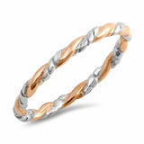 2mm Two Tone Rose Tone Silver Band Braided Twisted 925 Sterling Silver Choose Color