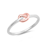 Petite Dainty Heart Promise Ring Love Twisted Tangled Knot 925 Sterling Silver - Blue Apple Jewelry