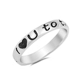 3mm I Love you to the moon and back Band Ring 925 Sterling Silver
