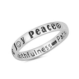 925 Sterling Silver Band Ring Faithfulness Patience Kindness Goodness, Peace Love Joy