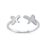 Butterfly Ring Band 925 Sterling Silver Simple Plain Petite Dainty - Blue Apple Jewelry
