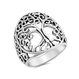 Swirl Filigree Design Tree of Life Band Ring 925 Sterling Silver - Blue Apple Jewelry