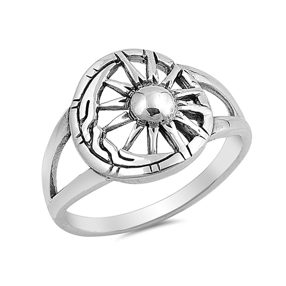 Sun Moon Universe Amazing Detail Ring New .925 Sterling Silver Band Size 8 Women s