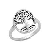 Tree of Life Band Ring 925 Sterling Silver