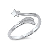 Bypass Wrap Fashion Star Ring Band 925 Sterling Silver - Blue Apple Jewelry