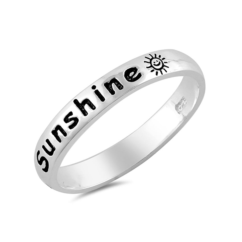 3mm You Are My Sunshine Band Ring 925 Sterling Silver - Blue Apple Jewelry