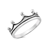 Crown Plain Rings Band 925 Sterling Silver King Queen Crown