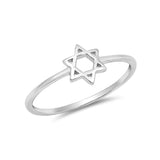 Petite Dainty Simple Plain Star of David Ring Band Jewish Star 925 Sterling Silver