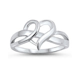 Fashion Swirl Heart Promise Plain Rings 925 Sterling Silver