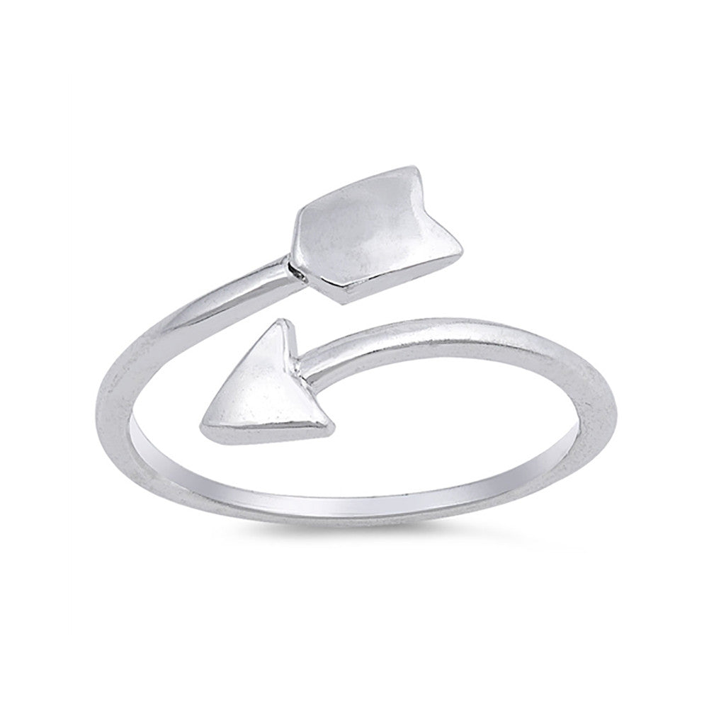Fashion Trendy Arrow Ring Band Bypass Wrap 925 Sterling Silver Petite Dainty - Blue Apple Jewelry