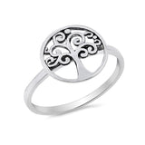 Round Tree of Life Plain Ring 925 Sterling Silver (12mm)