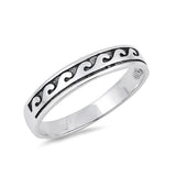 4mm Wave Band Ring 925 Sterling Silver Simple Plain