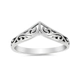 4mm Thumn Ring Band Chevron Midi Filigree 925 Sterling Silver Simple Plain