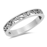 3mm Filigree Swirl Band Ring 925 Sterling Silver