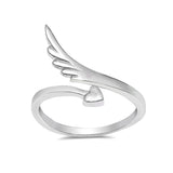 Heart Wing Band Ring 925 Sterling Silver Simple Plain
