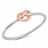 Mini Love Knot Heart Ring Band Tangled Knot 925 Sterling Silver