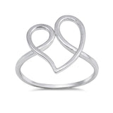 Swirl Heart Ring Band 925 Sterling Silver Curve Simple Plain - Blue Apple Jewelry