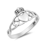 Celtic Claddagh Ring Band 925 Sterling Silver Irish Promise Ring Simple Plain