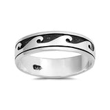 6mm Wave Flame Plain Band Ring 925 Sterling Silver Simple Plain