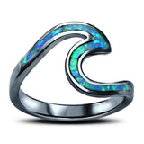 Wave Ring Band Swirl Lab Created Opal 925 Sterling Silver Choose Color