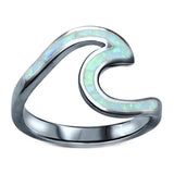 Wave Ring Band Swirl Lab Created Opal 925 Sterling Silver Choose Color