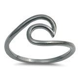 Wave Ring Band Swirl Lab Created Opal 925 Sterling Silver Choose Color