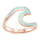 Wave Ring Band Swirl Lab Created Opal 925 Sterling Silver Choose Color