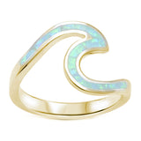 Wave Ring Band Swirl Lab Created Opal 925 Sterling Silver Choose Color