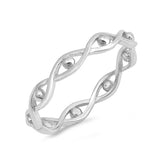 3mm Infinity Band Ring Crisscross Ball 925 Sterling Silver Simple Plain - Blue Apple Jewelry