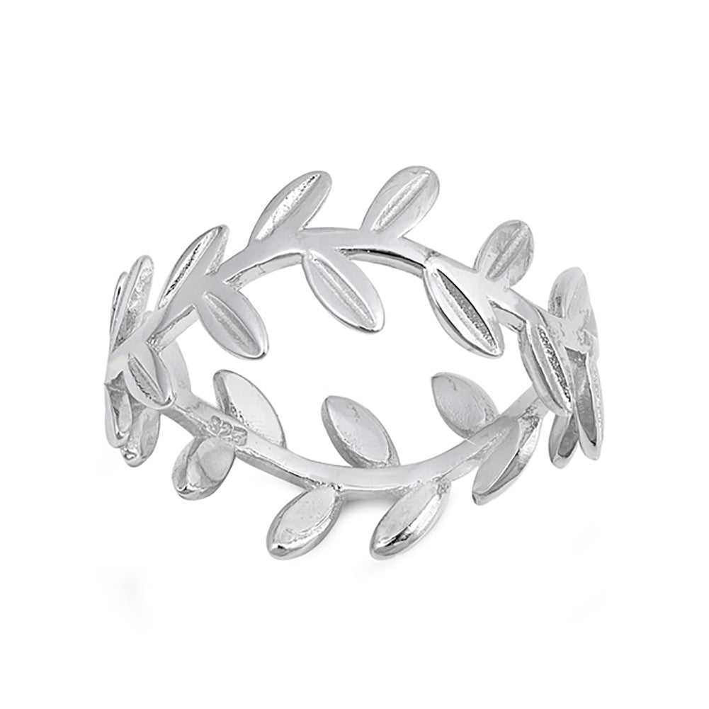 Fashion 10mm Leaf Ring Band 925 Sterling Silver Simple Plain - Blue Apple Jewelry