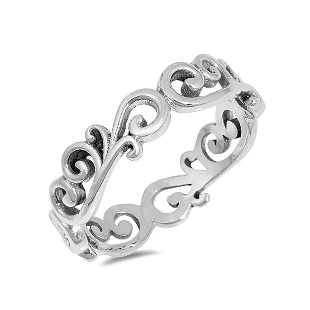 5mm Filigree Swirl Band Ring 925 Sterling Silver Simple Plain - Blue Apple Jewelry