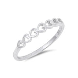 Sideways Heart Band Ring 925 Sterling Silver Simple Plain - Blue Apple Jewelry