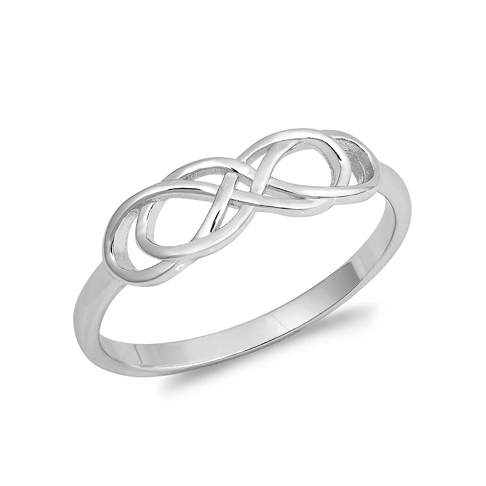 Twisted Infinity Band Ring Plain Simple 925 Sterling Silver - Blue Apple Jewelry