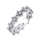 6mm Flower Band Ring 925 Sterling Silver Simple Plain