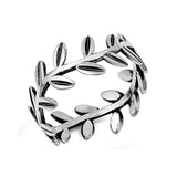 9mm Leaf Band Ring Leaves 925 Sterling Silver Simple Plain Trendy Leaves