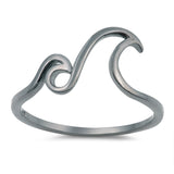 Double Wave Ring Band 925 Sterling Silver Simple Plain