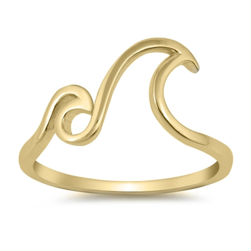 Double Wave Ring Band 925 Sterling Silver Simple Plain