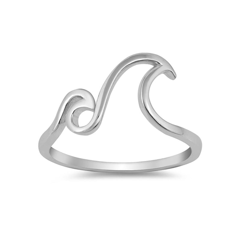 Double Wave Ring Band 925 Sterling Silver Simple Plain